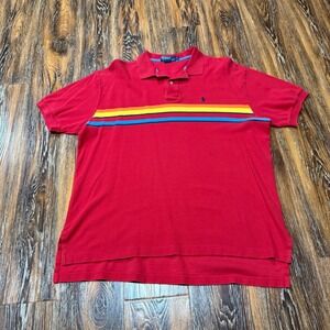 Vintage Polo Ralph Lauren Men's Size XL Red Shirt Striped Top X Large‎ Red Golf